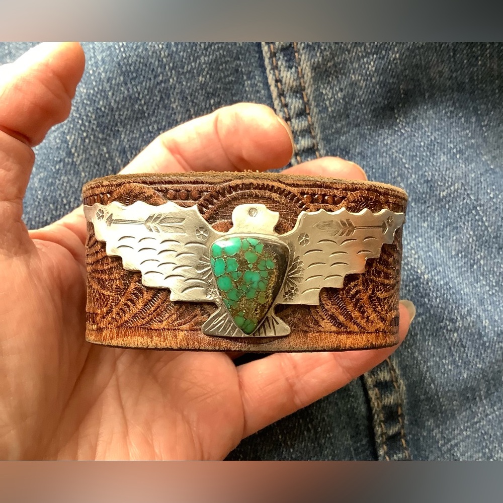 Sterling/ turquoise cuff , up to 6 3/4” wrist